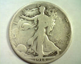 1918 WALKING LIBERTY HALF DOLLAR VERY GOOD+ VG+ NICE ORIGINAL COIN BOBS ... - $24.00