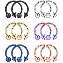 2Pcs Cone Spike Horseshoe Circular Septum Nose Ring Surgical Steel Nipple Hoops  - £2.36 GBP