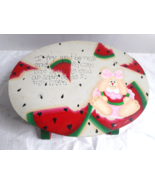 Hand Painted Step Stool Floppy Ear Bunny Watermelon Design Kitchen Riser... - £27.17 GBP