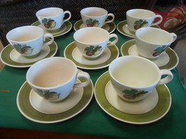 Great Poppy Trail By Metlox &quot;Provincial Fruit&quot; Set Of 8 Cups &amp; Saucers - £23.28 GBP
