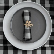 20&quot; x 20&quot; ~ Black &amp; White Check ~ Polyester ~ Stain Resistant ~ Fabric Napkins - £17.74 GBP