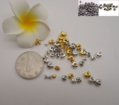 Knot Cover Crimp Beads Silver Gold Plated End Jewelry Making 3 4 or 5mm - $1.79+