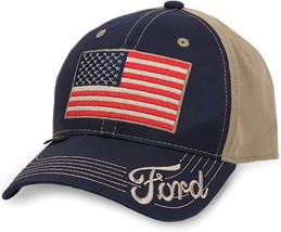 Ford American Flag Navy/Khaki Cotton Twill Cap for Men - £15.09 GBP