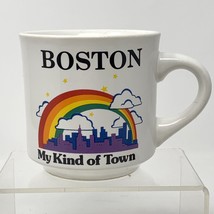 Boston My Kind of Town Rainbow Over Cityscape Skyline Vintage Coffee Mug - £12.14 GBP