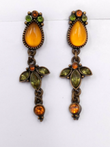 Vintage Avon Green Orange Dangle Butterfly Pushback Pierced Earrings - £13.67 GBP