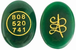 Green Jade Crystal Stone FOR Money &amp; Zibu Symbol Oval Shape for Prosperity Money - £23.73 GBP