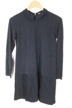 NWT Jacadi Paris Girls&#39; 12A Navy Blue Pleat Knit Collared Sweater Dress - £34.04 GBP