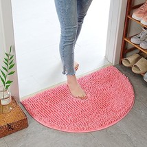 Half Round Bath Mat Non-Slip Red Bathroom Rugs Semicircle Chenille Bath Rugs Wat - £18.35 GBP