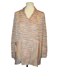  CJ Banks Button Open Cardigan Sweater X Multi Color Blue Orange Yellow  - £14.33 GBP