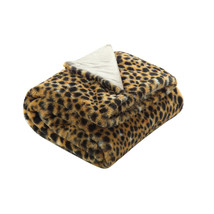 Beige and Ivory Knitted PolYester Animal Print Plush Throw Blanket - £42.10 GBP