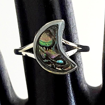 Blue Pacific Abalone Petit Inlay Rings Crescent Mood Sz 5.75 - £14.01 GBP