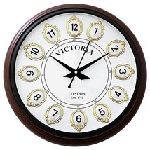 Brown &amp; Black Round Vintage Wooden Wall Clock Antique Style Gift Home Decorative - £53.31 GBP+