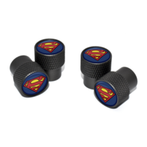 Superman Symbol Valve Stem Caps with Black Knurling 4-Pack Black - £19.00 GBP
