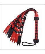 Genuine Cowhide Leather Flogger 12 Braided Red Tails Whip - $549.49 MXN