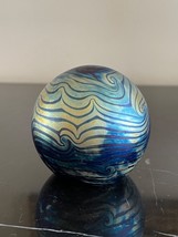 Vintage Robert Eickholt 1981 Iridescent Swirl Glass Paperweight - $117.81