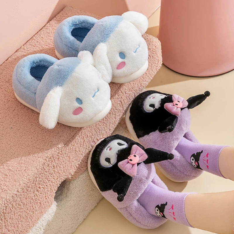 My Melody Sanrio Cinnamoroll Winter Slippers Shoes Plush Toys Cotton Indoor - £22.76 GBP+