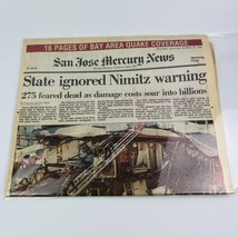 San Jose Mercury News Newspaper Oct 19, 1989 San Francisco Bay Earthquak... - £5.42 GBP