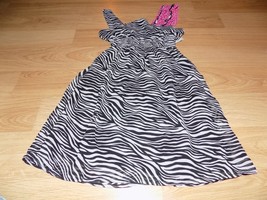 Girl&#39;s Size 5-6 Black White Zebra Print Dress Pink White Polka Dot Accent EUC - £11.02 GBP