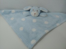 Blankets & Beyond Plush puppy dog blue white polka dots security blanket - $11.87