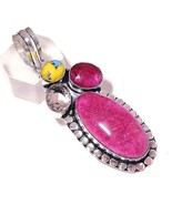 Ruby, Mosaic Jasper, Crystal Quartz Gemstone 925 Silver Overlay Handmade... - £8.59 GBP
