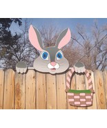 Jumbo Easter Bunny with Basket Option Rabbit Fence Peeker Outdoor Decora... - £110.97 GBP