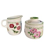 Studio Nova Sugar Bowl snd Creamer Set Garden Bloom Butterflies Iris Gre... - $21.78