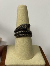 Vintage Coiled Snake Ring Textured Stamped SILVER Size 8 - £58.60 GBP
