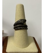 Vintage Coiled Snake Ring Textured Stamped SILVER Size 8 - £59.09 GBP