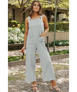 Gray Textured Wide Leg Overall with Pockets - $383.11 MXN