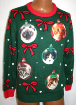 Ugly Christmas Sweater Tree Ornaments Cats M Kittens Funny Holiday - £20.08 GBP