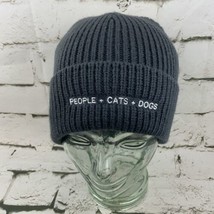 Port Authority Beanie Cap People + Cats + Dogs Gray Warm Knit - £5.48 GBP