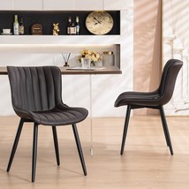 Younuoke Brown Dining Chairs: Two Upholstered Mid-Century Modern, And Bedroom. - £264.66 GBP