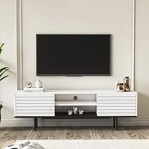 Colosseo Tv Stand/Entertainment Center For Up To 70&quot; Tvs (White &amp; Black) - $305.99
