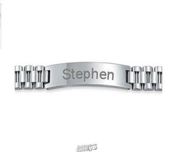 BLING JEWELRY Stainless Steel ID Bracelet Link Personalize Hypoallergenic Round - £41.89 GBP