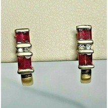 Cute Yellow Gold Pink Topaz &amp; Diamond Earrings Sky - $201.98