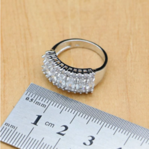 Authentic 925 Sterling Silver White Zircon Sparking Crystal Ring - FAST ... - $17.99