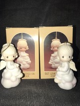Precious Moments Miniature Ornaments 1980 But Love Goes On Forever  Boy &amp; Girl - £38.76 GBP