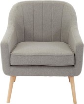 Hanover Odessa Tufted Accent Chair in Gray with Rubberwood Legs, Modern Plush Up - £277.42 GBP