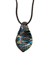 Artisan Hand blown glass pendant Necklace Vintage 2.5&quot; x 1&#39;5&quot; Murano style - $17.78 CAD