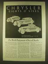 1931 Chrysler Car Ad - Six Roadster, Imperial Eight Close Couped Sedan - £14.44 GBP