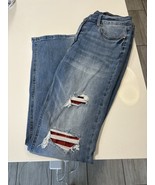 Judy Blue Distressed Flare Bootcut Jeans w/ Red Plaid Patches - Boho, si... - $670.75 MXN