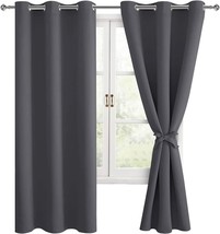 Dark Grey Hiasan Grommet Blackout Curtains For Bedroom, 42 X 63 Inches In - £29.82 GBP