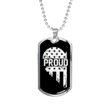 Proud Men In Blue Necklace Stainless Steel or 18k Gold Dog Tag 24&quot; - £37.48 GBP+