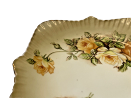 Plate Dish Ucagco Ceramics Japan Gold Trim Unique 6&quot; Square Flowers Vintage - £14.09 GBP