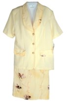 Vtg Skirt Top Set Omega Collection Yellow L Career retro classiccore deadstock - £27.65 GBP