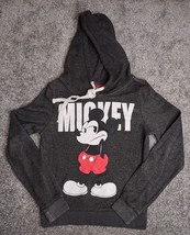 Disney Mickey Mouse Hoodie Women Small Gray Pullover Light Sweatshirt Sw... - £13.36 GBP