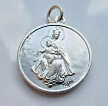 Vintage Z 925 Sterling Silver Saint Jesus And Virgin Mary Double Sided Pendant - £37.74 GBP