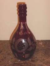 BOHEMIAN CUT ETCHED CRYSTAL CLEAR RUBY RED HUGE DECANTER 14&quot; HIGH - £59.27 GBP