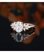 Oval Moissanite Engagement Ring Vintage Engagement Ring Rose gold Ring E... - $3,782.36 MXN