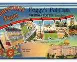 Large Letter Greetings Peggy&#39;s Pal Club Advertising Linen Postcard I19 - $4.42